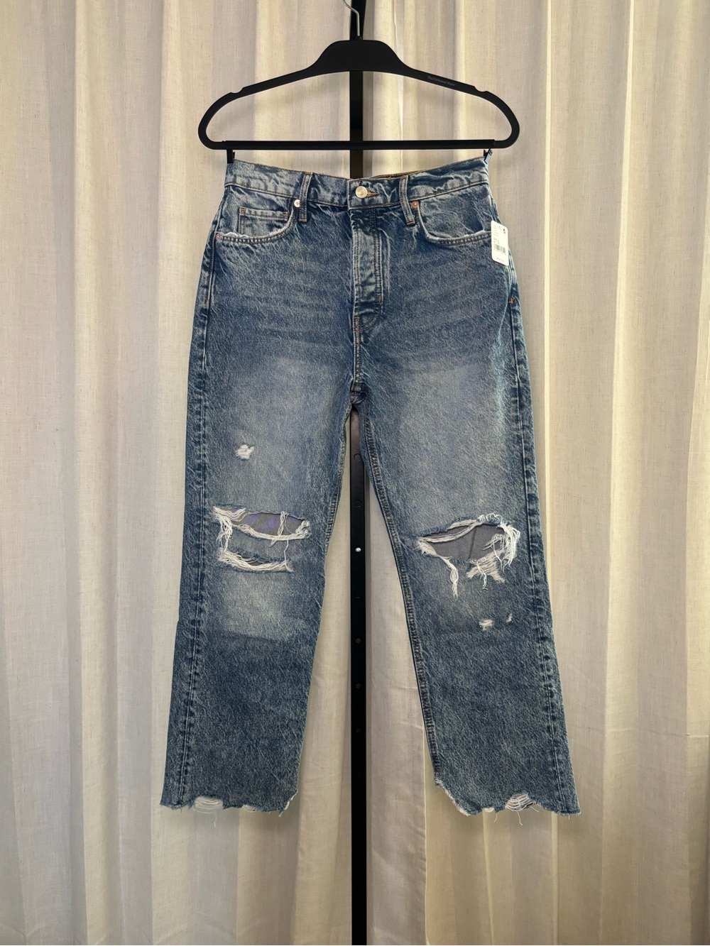 We The Free Distressed Straight-Leg Jeans - Blue Wash